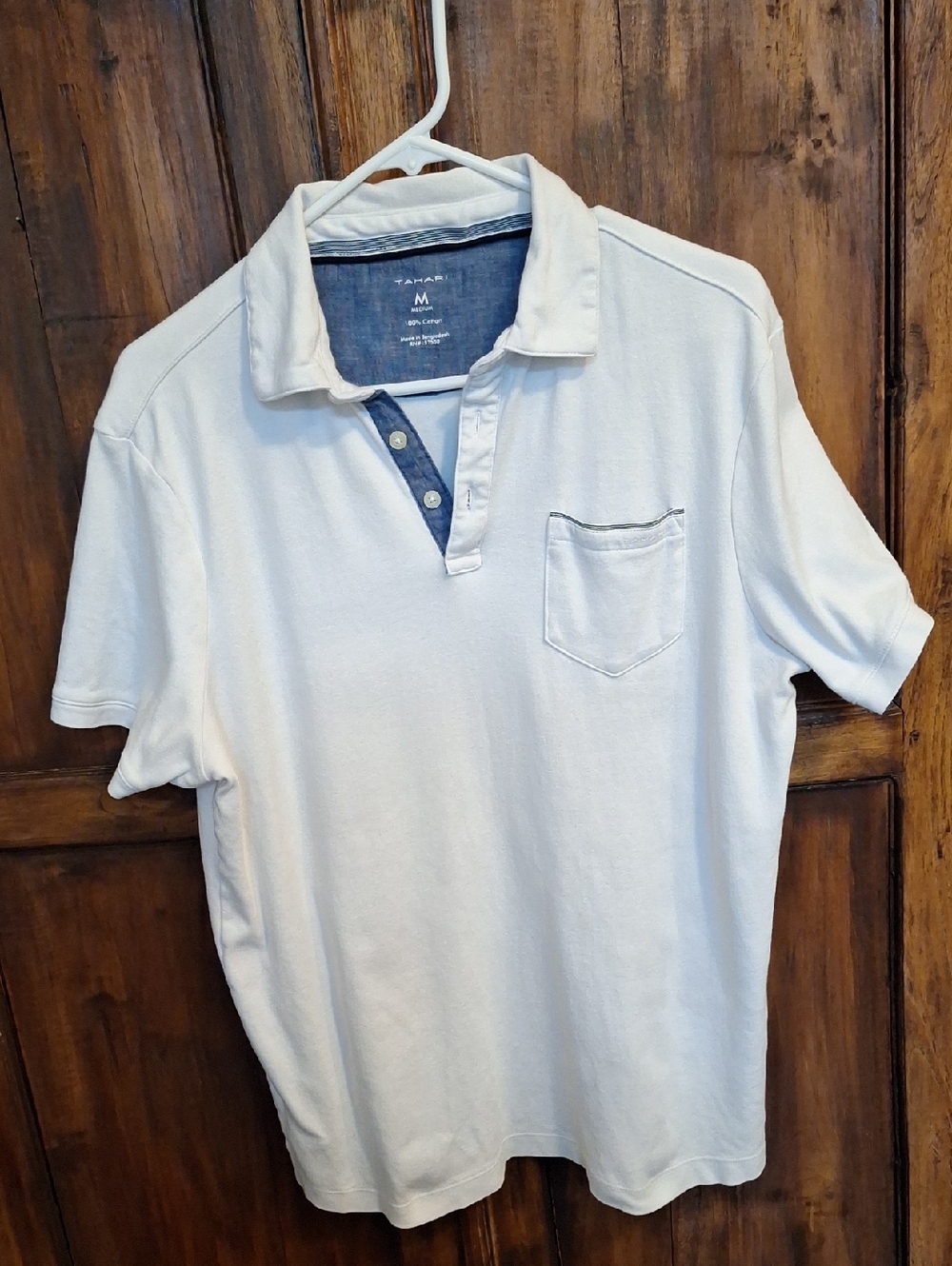 Tahari White Polo with Blue Contrast Trim
